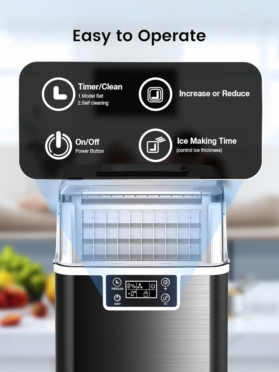 Kndko ice Maker,45 Lbs/Day,2 Ways to add Water,ice Makers countertop,Self Cleaning Ice Maker,24H Timer,Perfect for Home,Office