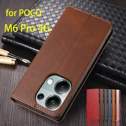 Leather Case for Xiaomi POCOPHONE POCO M6 Pro 4G Card Holder Holster Magnetic Attraction Flip Cover Wallet Case Fundas Coque