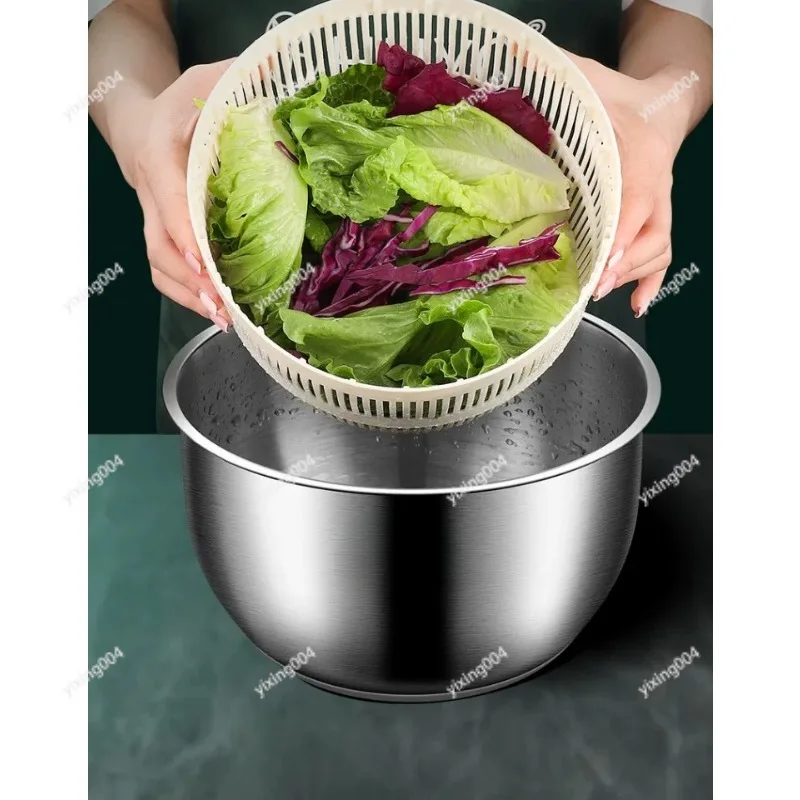 

Rustproof Stainless Steel Vegetable Spinner, Efficient Fruit Drainer Dehydrator for Home Kitchen Daily Use