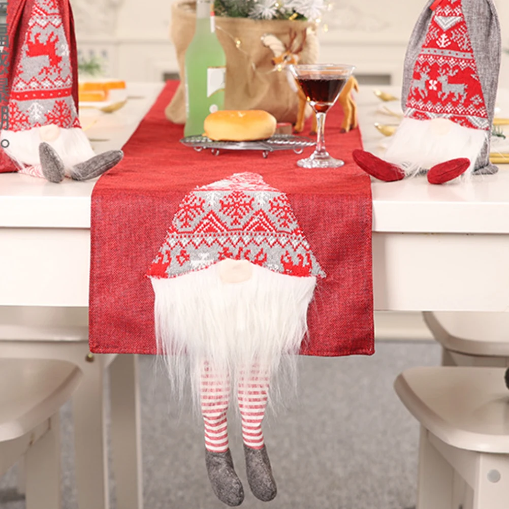 

Red Christmas Table Runner Creative Stereoscopic Xmas Party Supplies Home Decoration Festive Setting