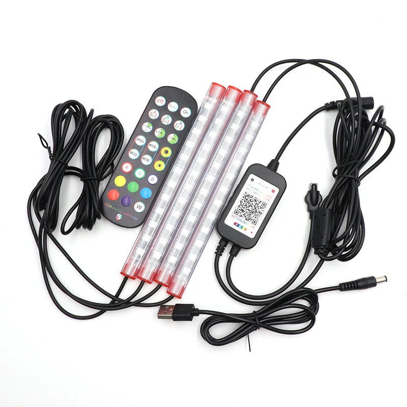 48 LED Decorative Lights Car Foot Light Ambient Lamp USB App Remote Box Control Multiple Modes Automotive Interior