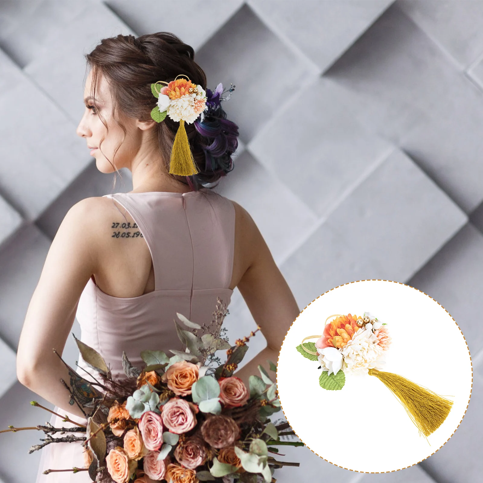 

Silk Flower Hairpin Fabric Barrette H made Accessories Women Girls Plum Bossom Hair Clip Photo Prop Wedding Party