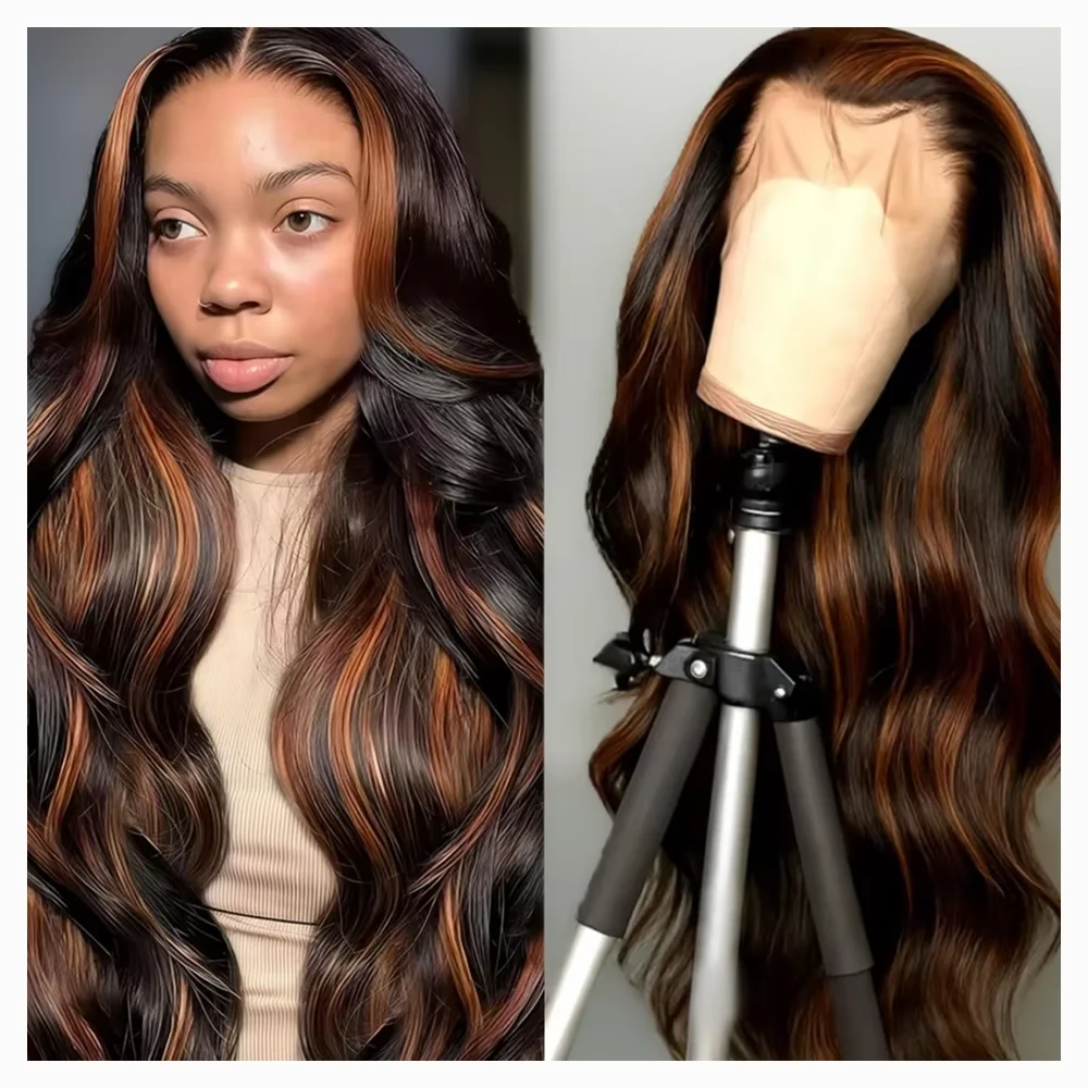 Pelucas de cabello humano largo con encaje frontal completo HD transparente, Body Wave FB 30 Highlight 13x4 13x6, para mujeres, de 40 a 46 pulgadas.