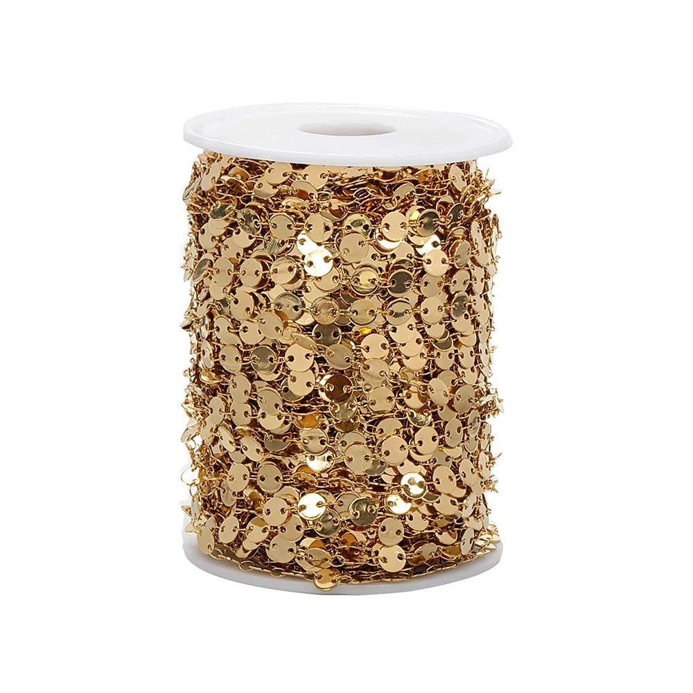 1meter Stainless Steel Round Sequins Chains Gold Color Cable Chain for Jewelry Making DIY Accessories