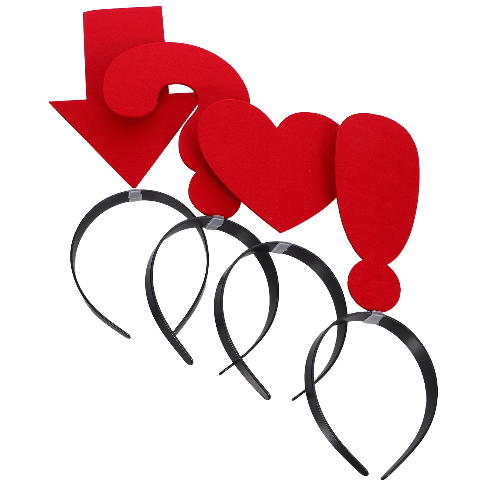 

4Pcs Attractive Heart Arrow Exclamation Question Mark Headbands Party Hats Festival Costumes Hair Accessories Props