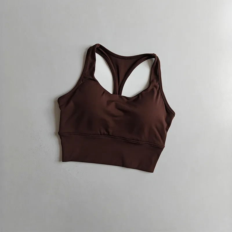 Damen Racer-Back Sport-BH Fitness-Weste Lauf-Gym-Top mit festen Cups Pilates-Trainings-Tanktop Sportbekleidung – Detail 9