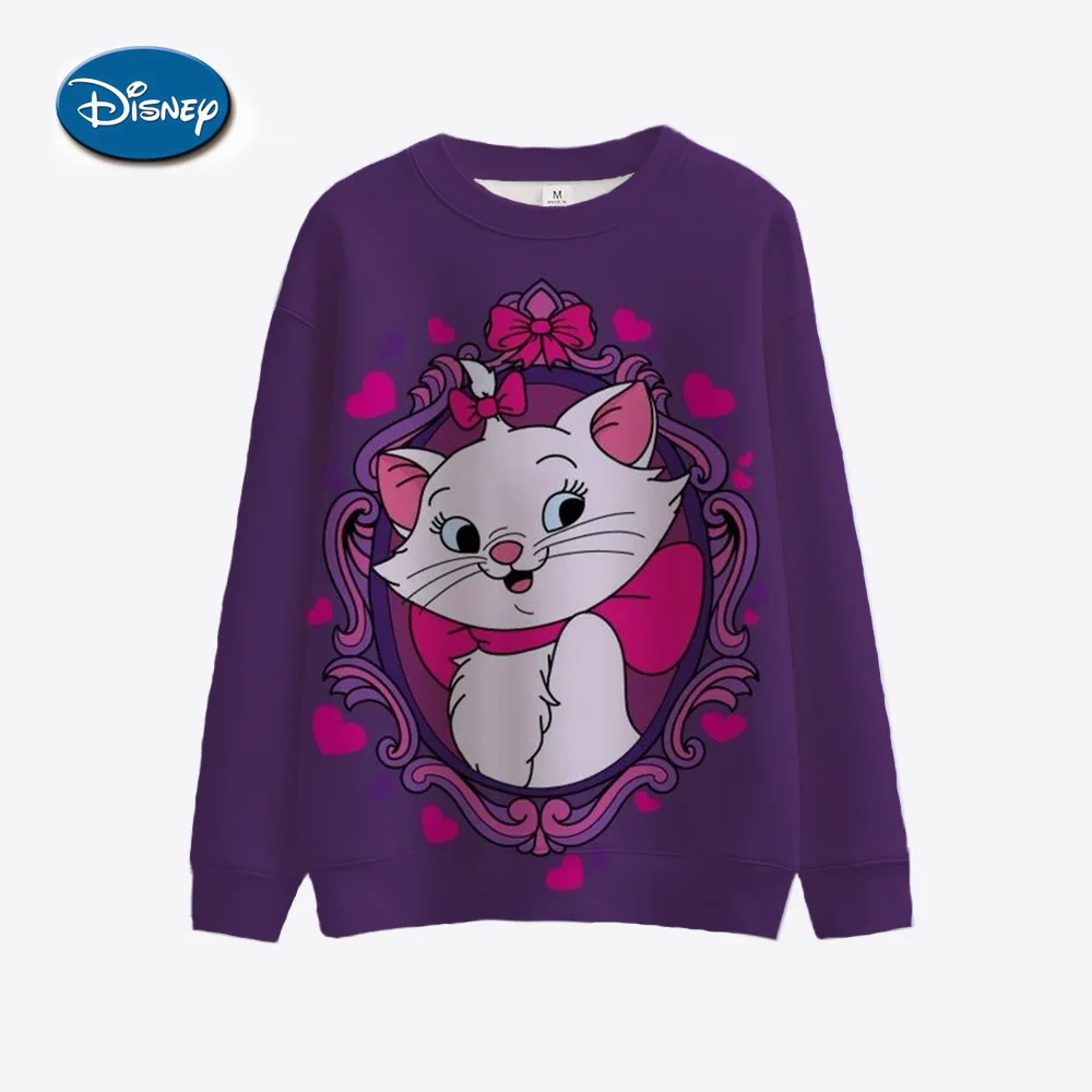 Disney Mary Cat Anime Women\'s Hoodie Spring and Autumn Edition Women\'s Round Neck Hoodie 2024 New Casual Sportswear Top