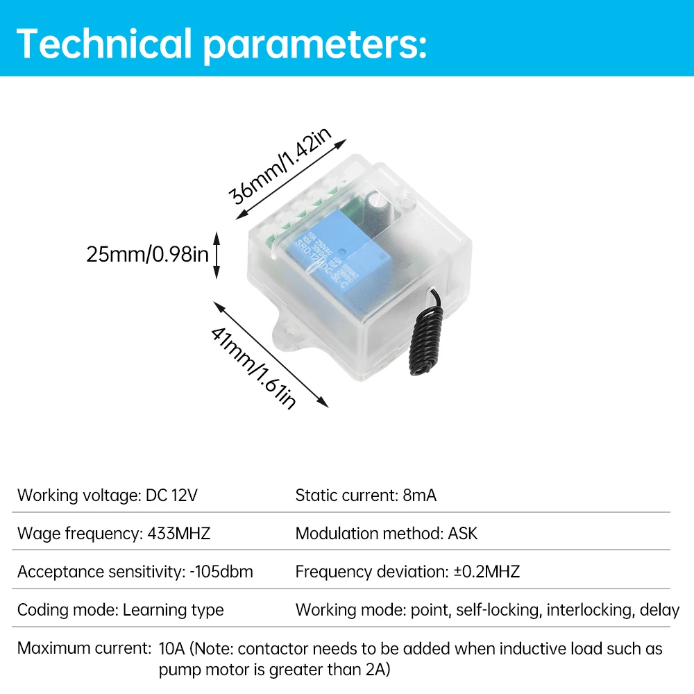 DC 12V 1 Channel Universal Wireless Remote Control Switch Relay Receiver Module RF Transmitter 433 Mhz Remote Controls