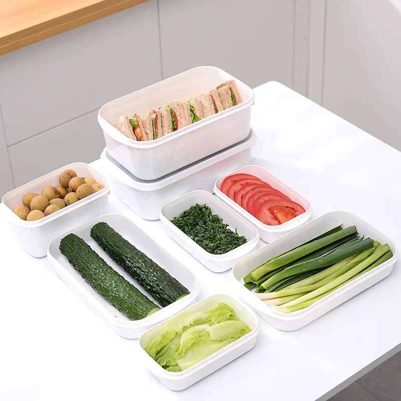 White Containers Fresh Box Kitchen Storage Refrigerator Food Storage Containers Kitchen Storage Food Sealed Kitchen Organizer