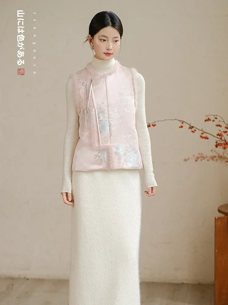 

Winter Women's Jaet New Chinese Sle National Trend Mink Fur Embroidered Cotton Insertion Faionable Top