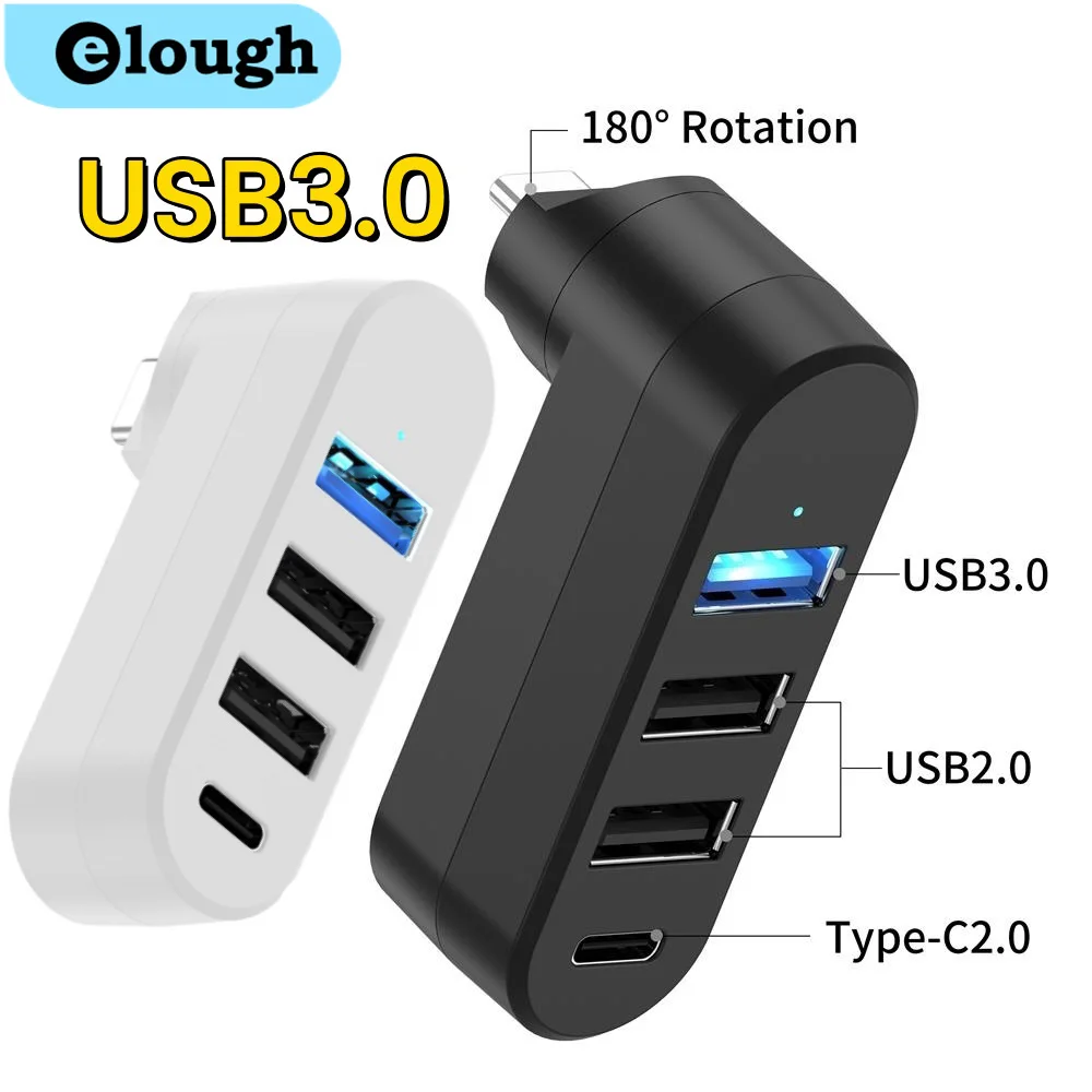 180 Rotation USB Type C HUB Multi Port USB3.0 2.0 Hub Type C High Speed Data Transfer USB Type C Splitter Adapter For PC Laptop