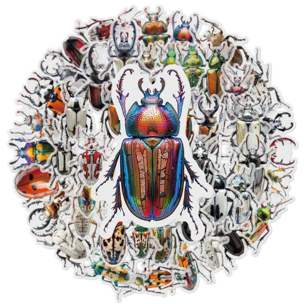 

10/30/50pcs Funny Cartoon Realistic Insect Beetles Stickers Decal DIY Stationery Phone Guitar Laptop Cool Animal PET Sticker Toy