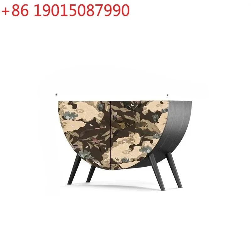 

French retro solid wood semicircular cabinet, fish map storage, porch against the wall cabinet