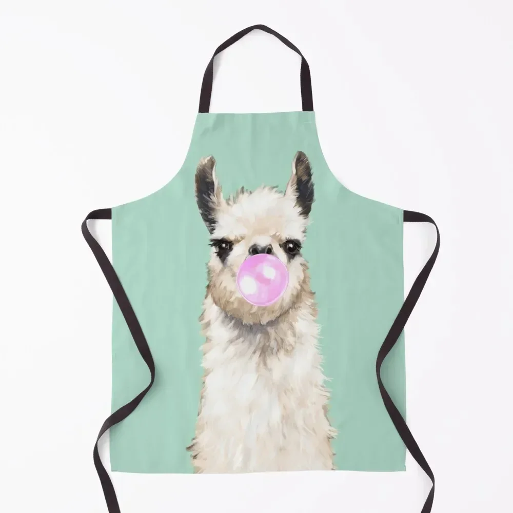 

Bubble Gum Popped on Llama (1 in series of 3) Apron bib Kitchen Accessories 2022 Things For Home And Kitchen Apron