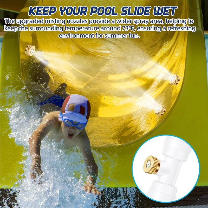 

A68G-Pool Water Slide Tubing Kit-Sprays Included, 32.8Ft Length With 5 Nozzles,Water Filter