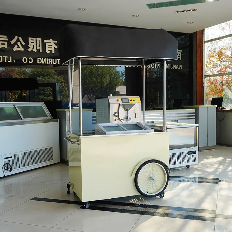 

Hot Dog Gelato Carts Stainless Steel Construction Cooking Function Fryer Flat Grill Water Sink Snack Food Gelato Cart