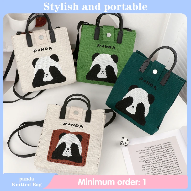 Cute Panda Handbag with Soft Rubber Handle Reusable Daily Leisure Versatile Commuting Travel Wedding Souvenir Holiday Tote Bag