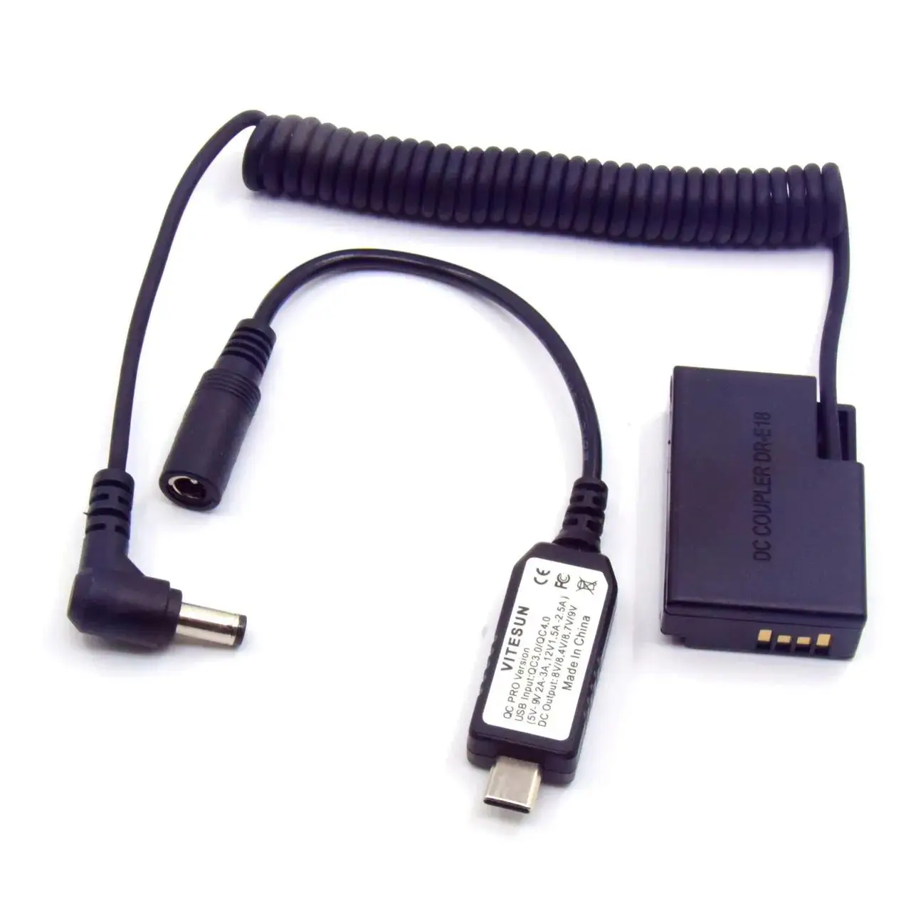 DR-E18 DC Coupler LP-E17 Fake Battery USB C 8.4V Spring Cable for Canon EOS RP 77D R10 250D 800D 850D 760D T6s T6i T7i 750D x8i