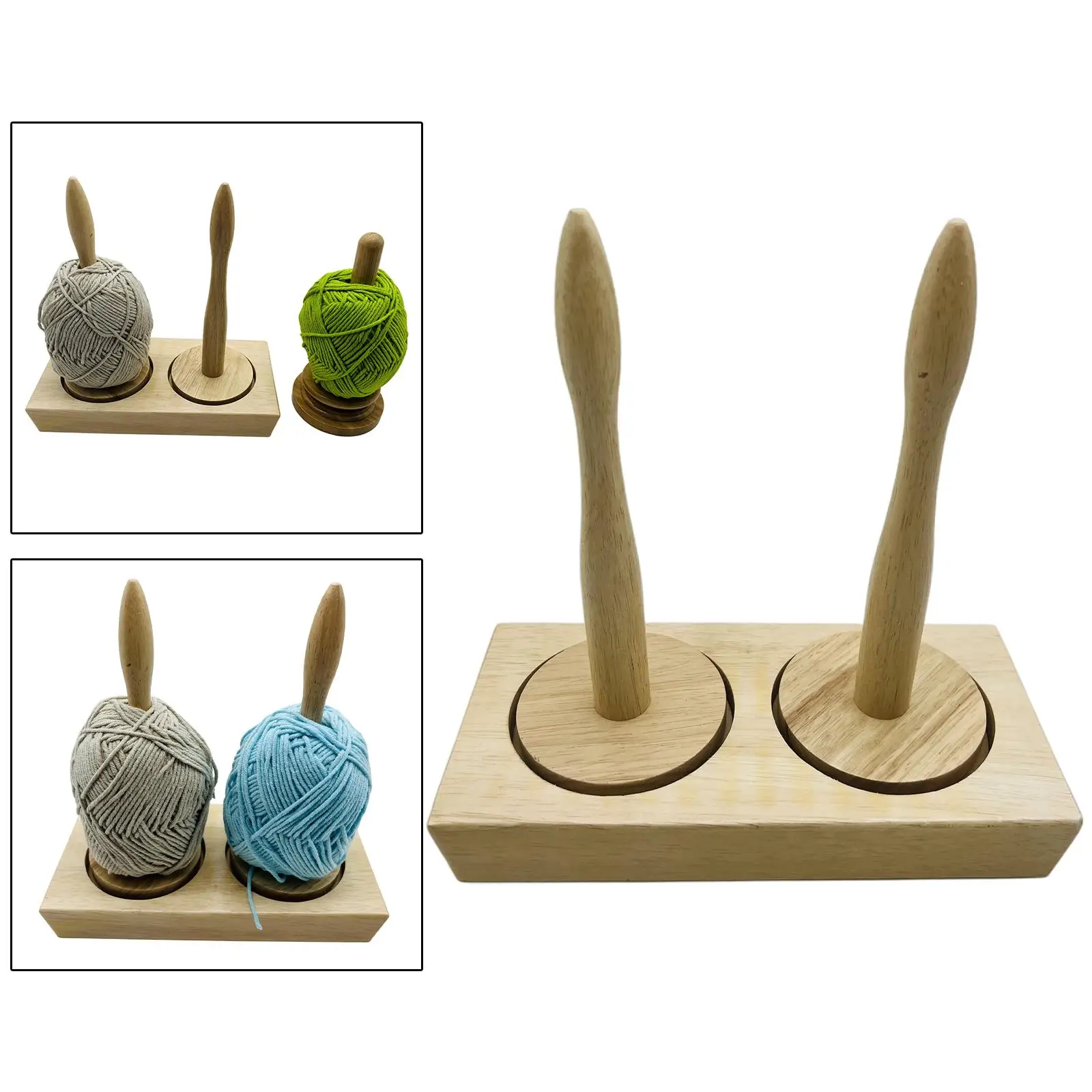 Double Wooden Yarn Holder Roll Paper Towel Holder Gift for Sewing Accessory