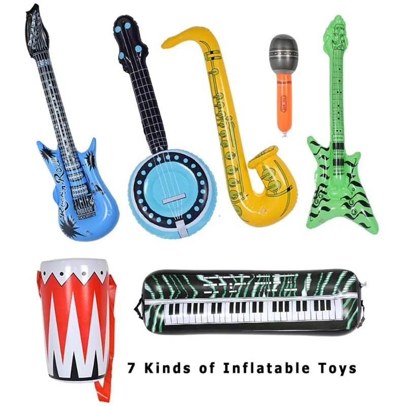 Party Toys Entertainment Interactive Props Inflatable Guitar Radio Saxophone PVC Inflatable Musical Instruments