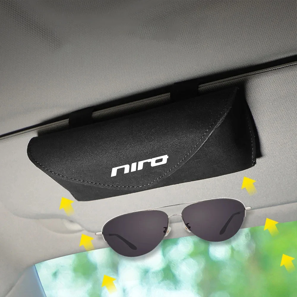 Car Glasses Case Sun Visor Suede Sunglass Box For Kia Rio 3 2 4 5 2014 2013Picanto 2012 2018 Niro Sg2 2020 2023 Accessories