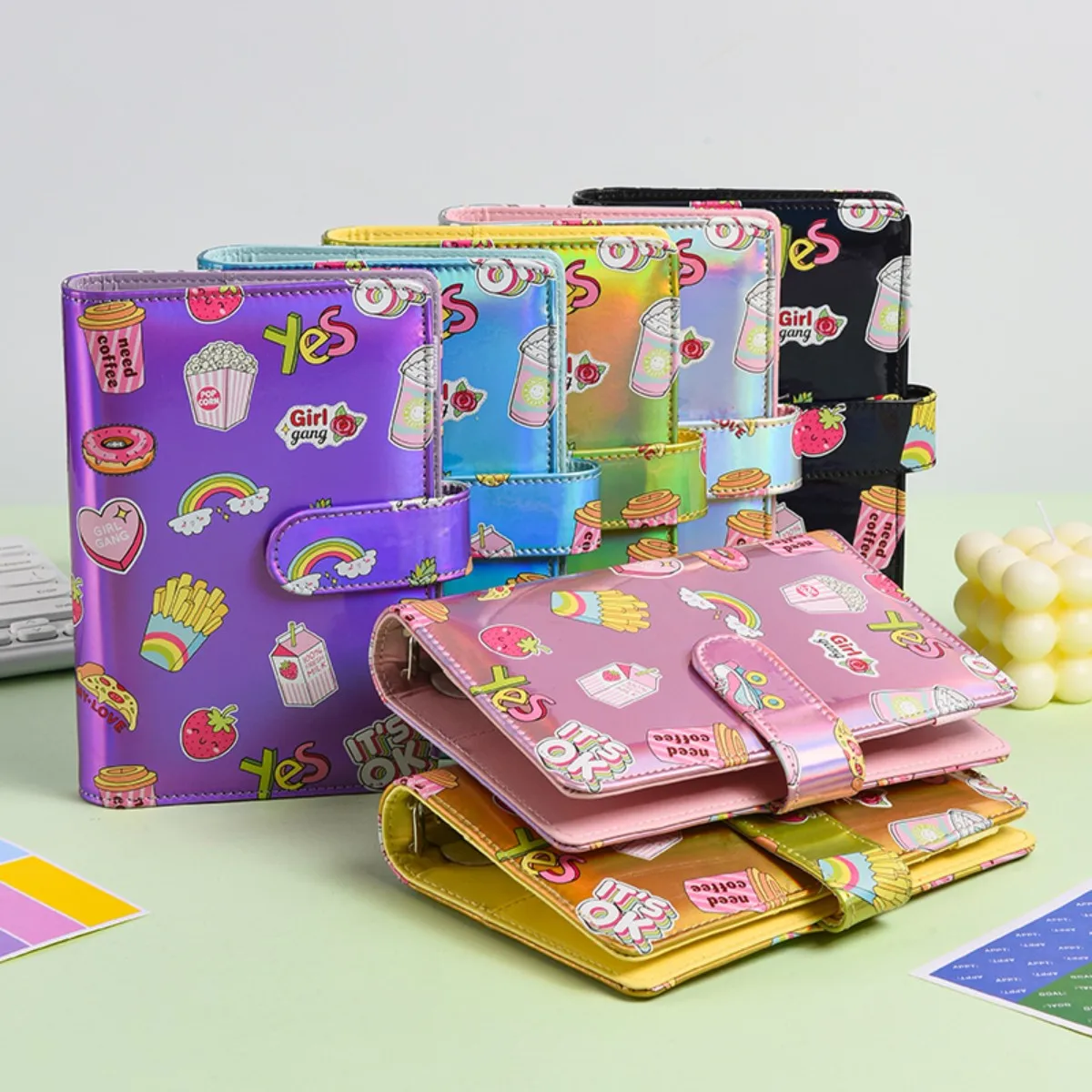 1spc Macaron Cartoon UV Cash Deposit Book Can Be Placed in a Cash Only Storage Bag, Financial Management Loose Leaf Book, Accoun
