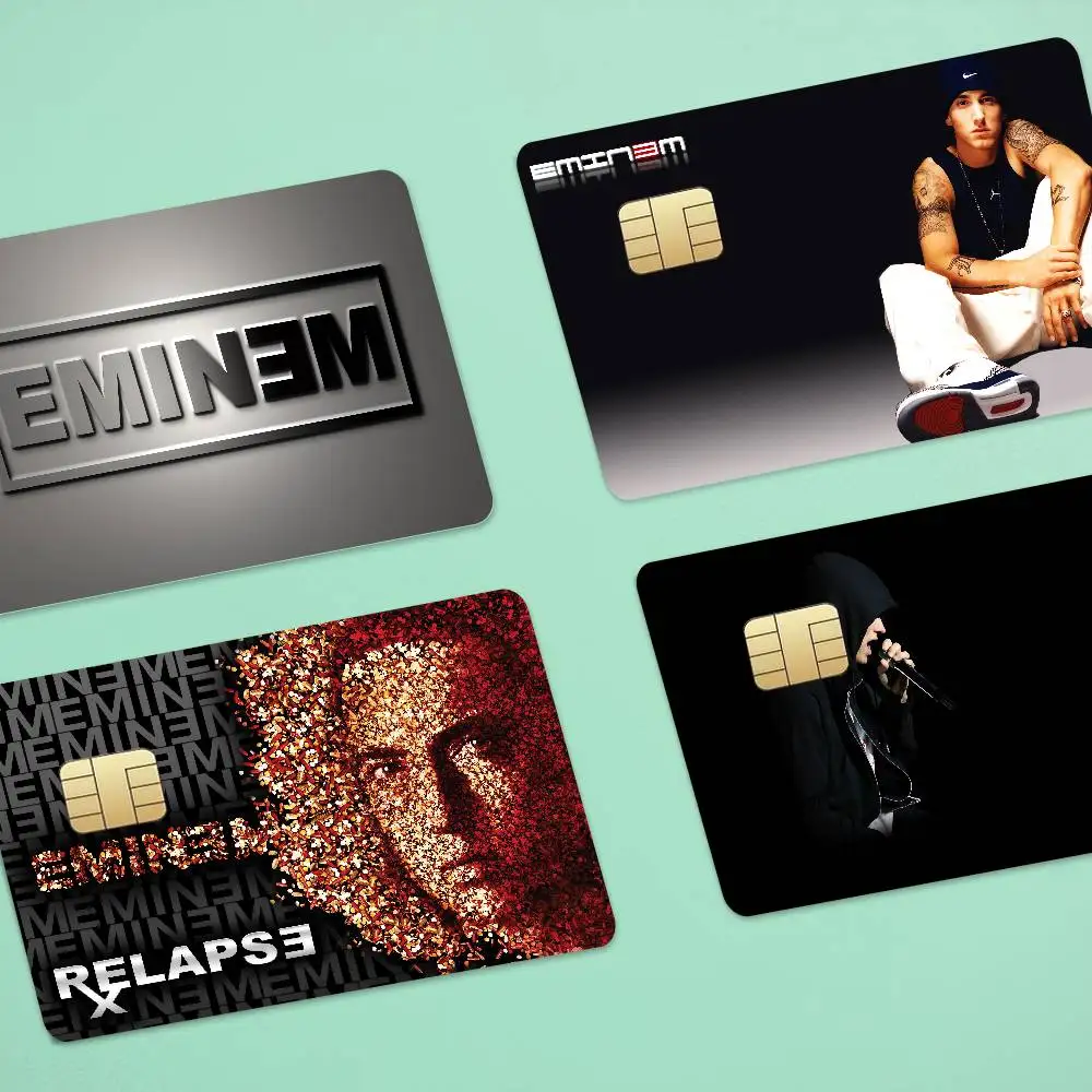 Singer Eminem Anime 4pcs 1Set Funny Shell On Off Ultra Thin No Fade Sticker Skin Cover Film For Debit Credit Card