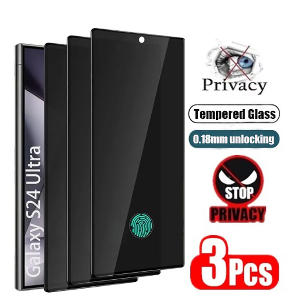 3Pcs Privacy Tempered Glass For Samsung Galaxy S24 Ultra S25 Edge S26 S22 S23 Plus Screen Protector S21 Anti Spy Protective Film