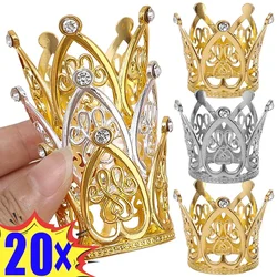 20/1PCS Mini Crown Cake Decoration Princess Topper Shiny Pearl Tiara Children Hair Ornament Wedding Birthday Party Cake Accessor