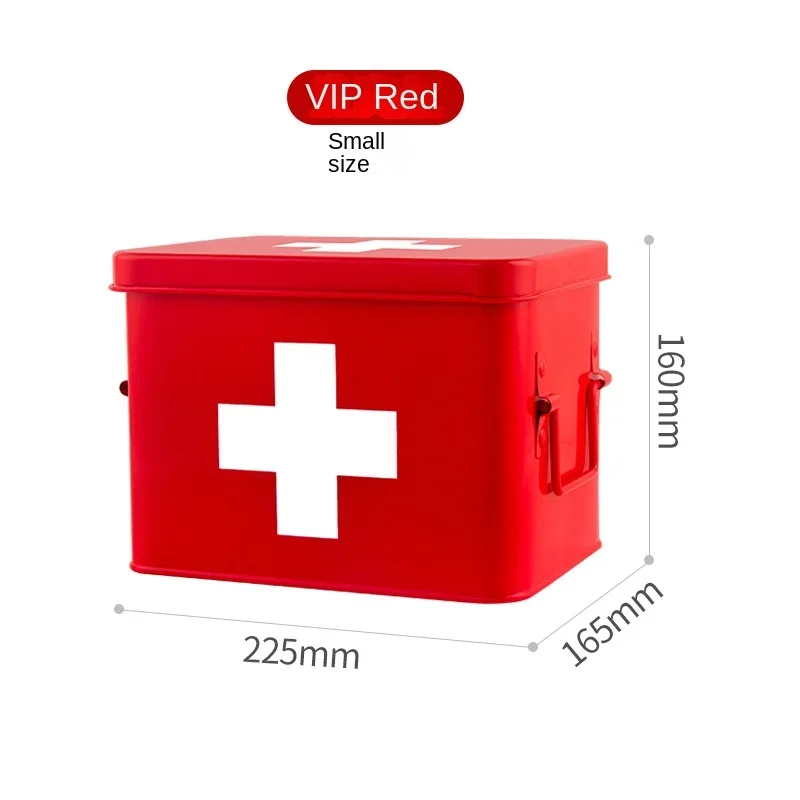 Portable Family Medicine Box Essential Emergency Storage with Handle Metal Material Compact First Aid Container