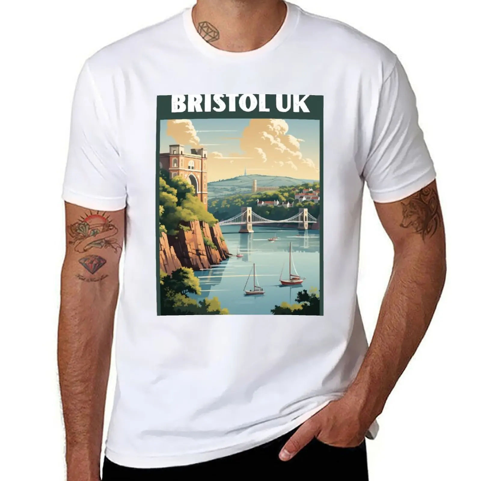 Bristol Reino Unido cartel de viaje en el estilo de los años 50 pantalla impresa carteles de viaje camiseta esencial camiseta