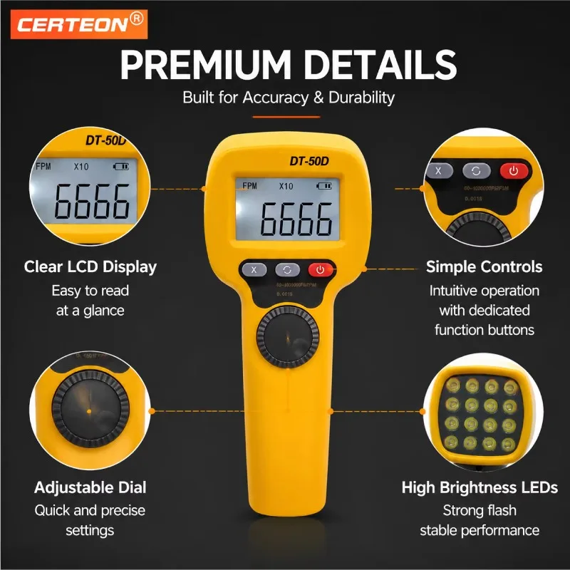 LED Stroboscope Digital Tachometer RPM Meter Non Contact Speed Tester Motor Rotation Measurement Instrument