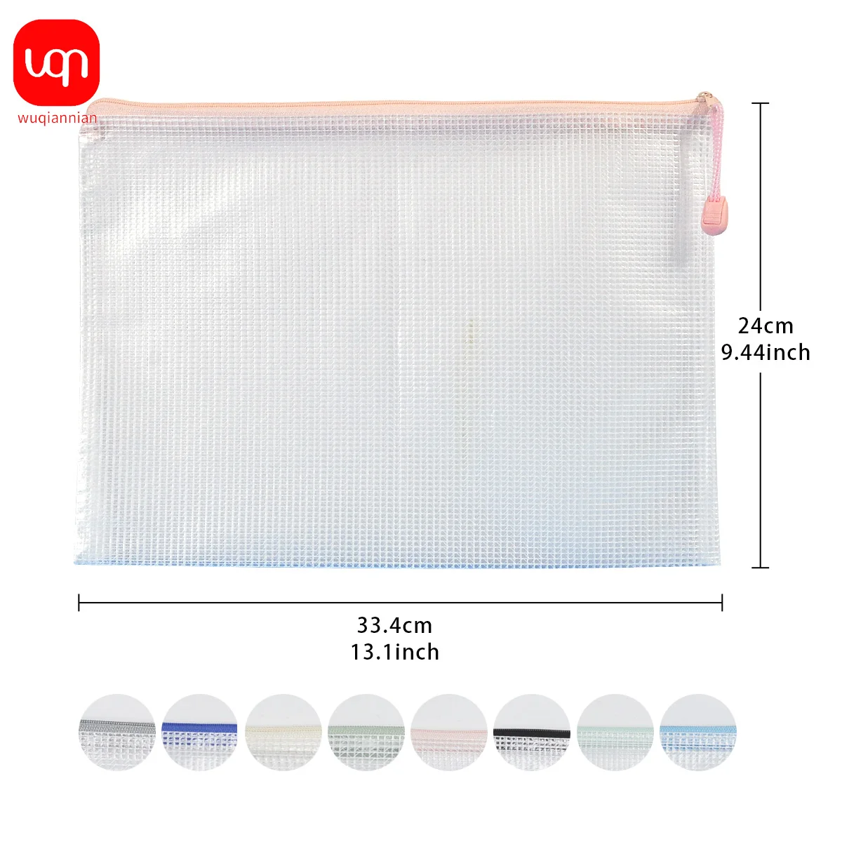 8pcs mesh zipper transparent archive bag, large capacity student supplies zipper bag, office book archive test paper archive bag