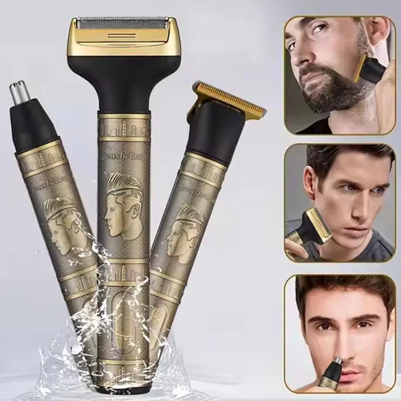 

Men's three-in-one electric shaving kit - portable hair trimmer set - high-quality multi-functional nose hair trimmer