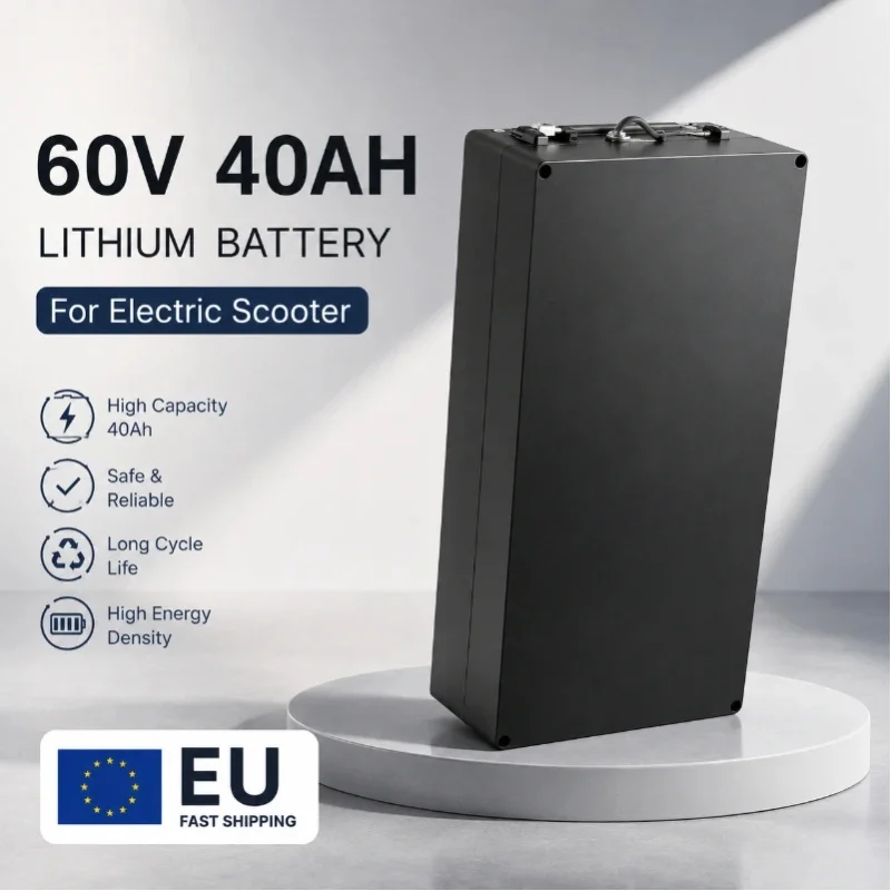 60V 20Ah 30Ah 40Ah Lithium-Akku mit integriertem BMS für Fat-Tire-Elektroroller 500W-2000W, 67,2V 2A Ladegerät inklusive, EU-Lager Schneller Versand, Langstrecken-Ersatzstromversorgung für tägliche