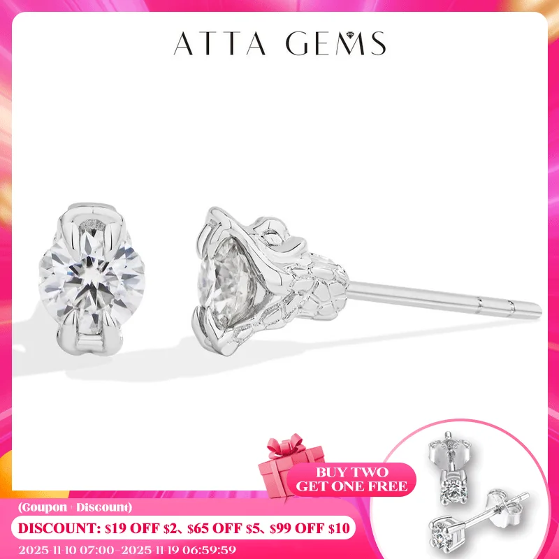 

ATTAGEMS круглые серьги-гвоздики с муассанитом 0,5 карата, стерлинговое серебро 925 пробы, позолоченные 18 карат для женщин и девочек, сверкающие обручальные украшения