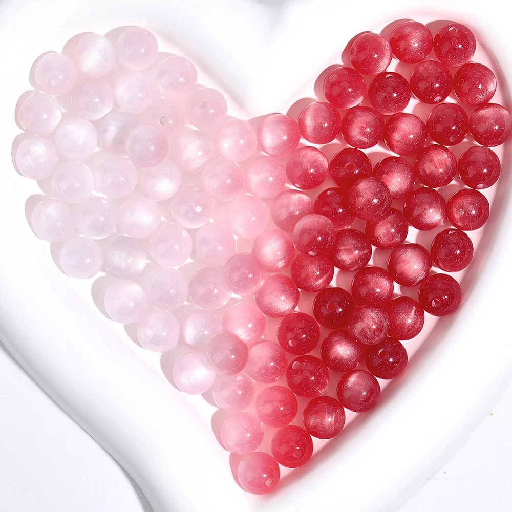 1 Box 100PCS 10MM Color Change Cat Eye Beads with Hole Resin Round UV Sensitive Reactive Changing Transparent Magic Loose Spacer