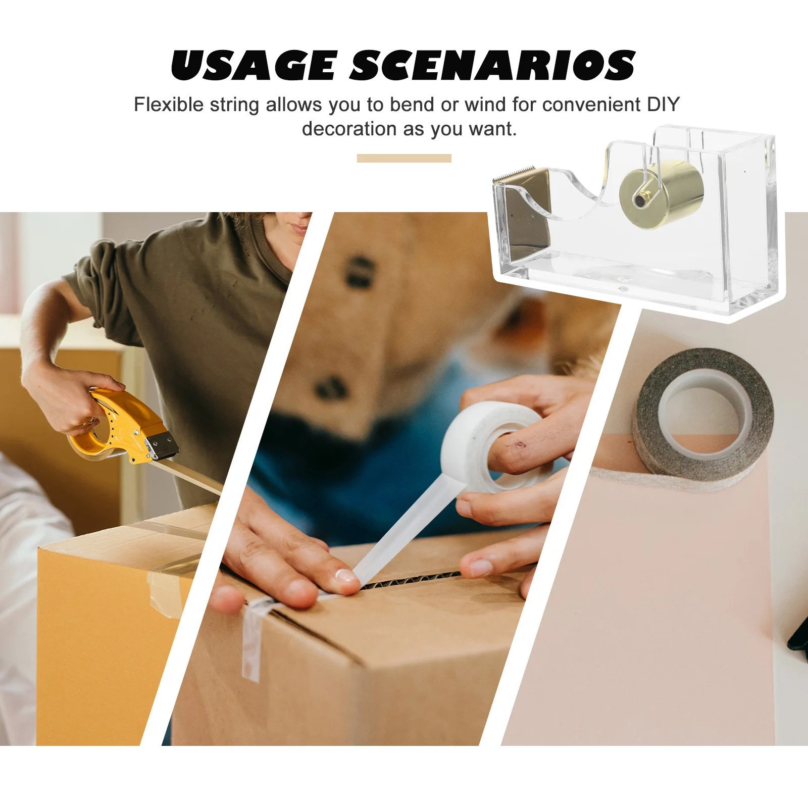 

1Pcs Acrylic Tape Dispenser Premium Desktop Cutter Non-Skid Base for Office School Home Use Portable Stationery Supply