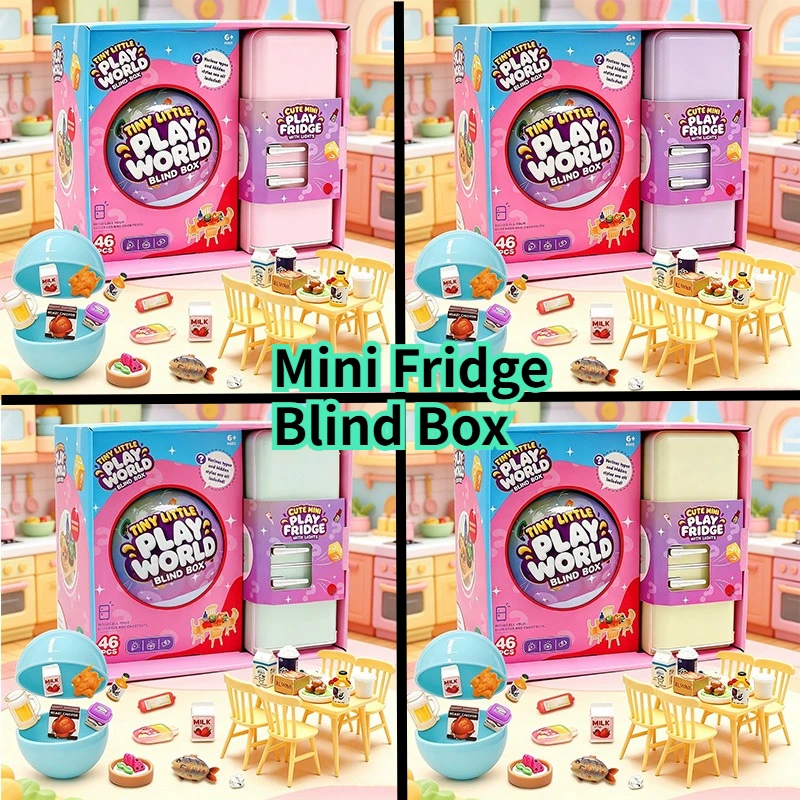 NEW Mini Fridge Blind Box Toy | Random Mini Food Models, Micro Table Chair Pretend Play,Fun Capsule Surprise Ball Christmas Gift