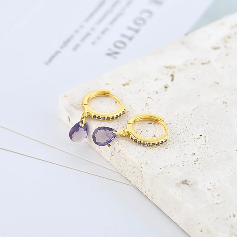 

925 Sterling Silver Needle French Classic Geometric Water Droplet Inlaid Zircon Earrings Women's light luxury Niche Jewelry Gift