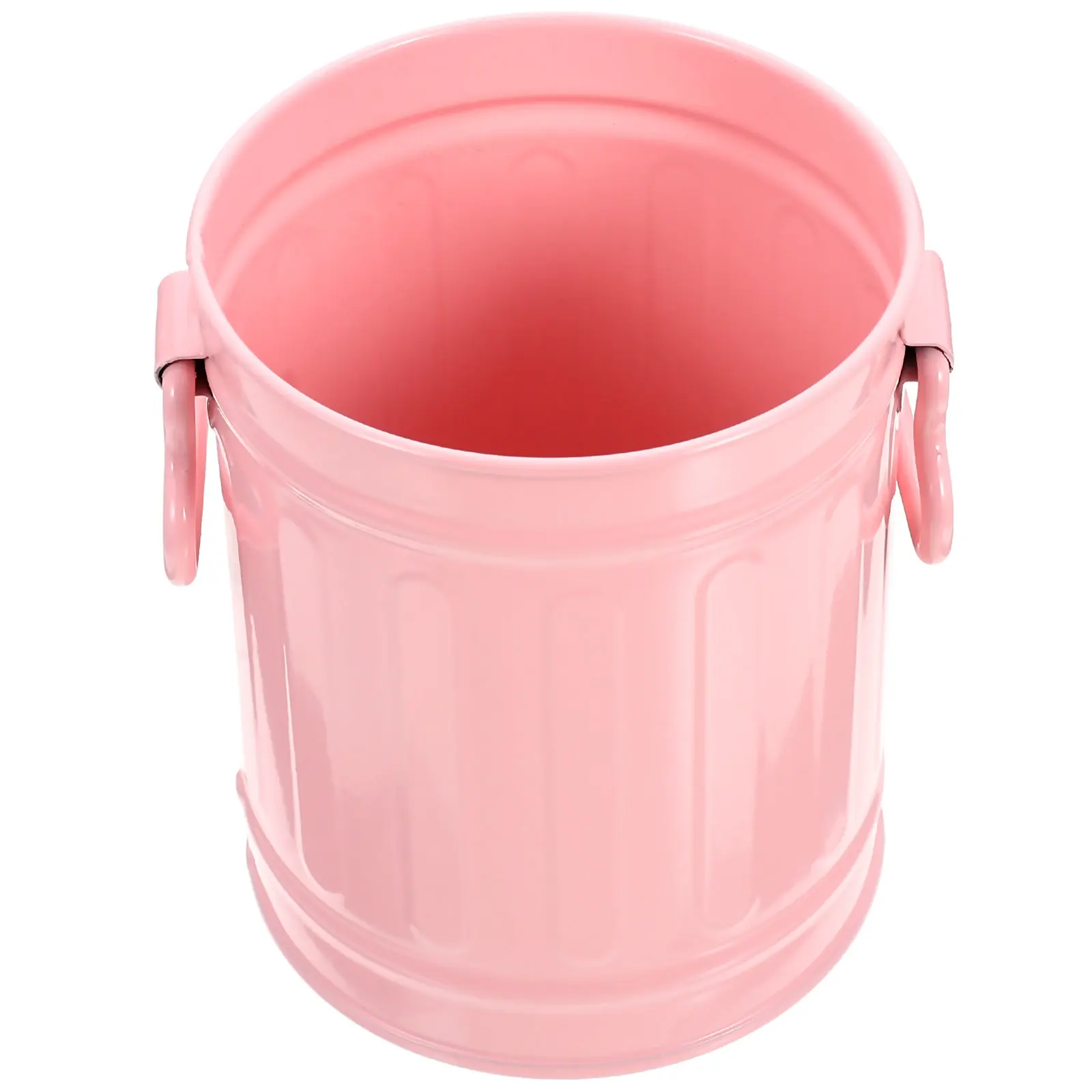 Iron Trash Bin Desktop Organizer Pen Holder Pencil Container Makeup Brush Holder Simple Style Garbage Bucket for Bedroom