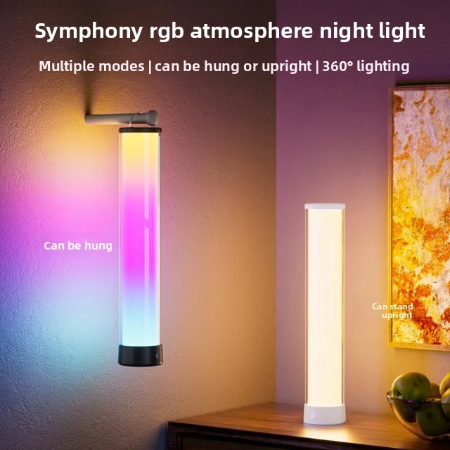 Smart Touch Control Bluetooth Ambient Lamp Dimmable Color Changing Bedside Night Light With 3600mA Large Capacity Battery