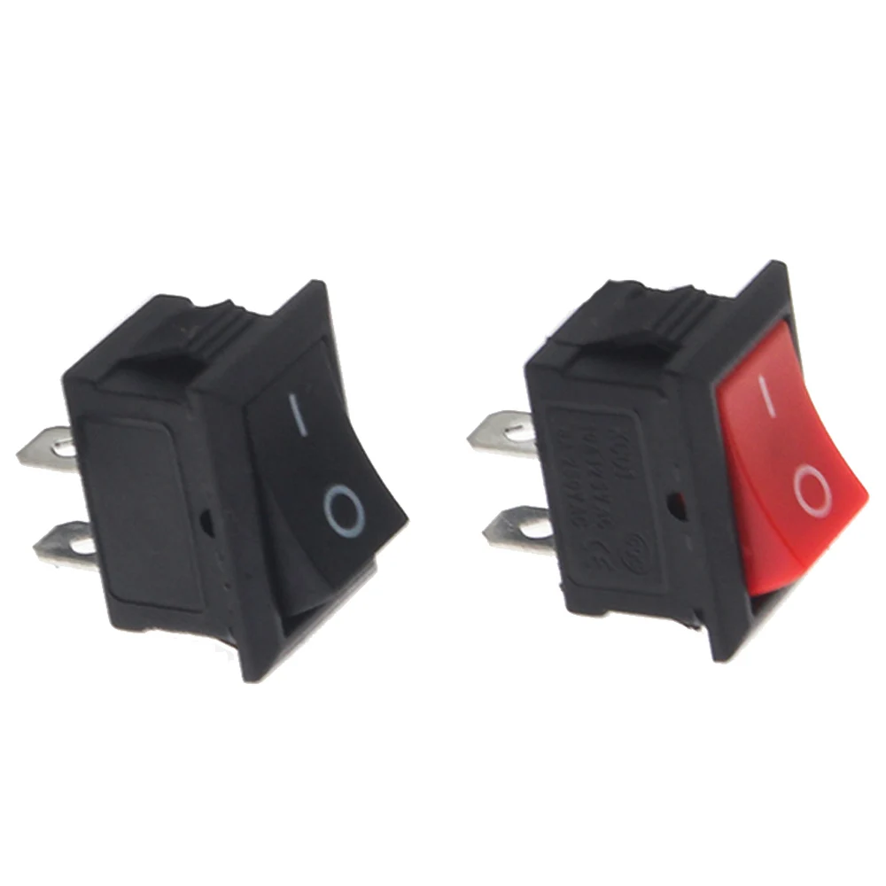 5Pcs/Lot Black Red Push Button Mini Switch 6A-10A 110V 250V KCD1 2Pin Snap-in On/Off Rocker Switch 5PCS/Lot 21MM*15MM