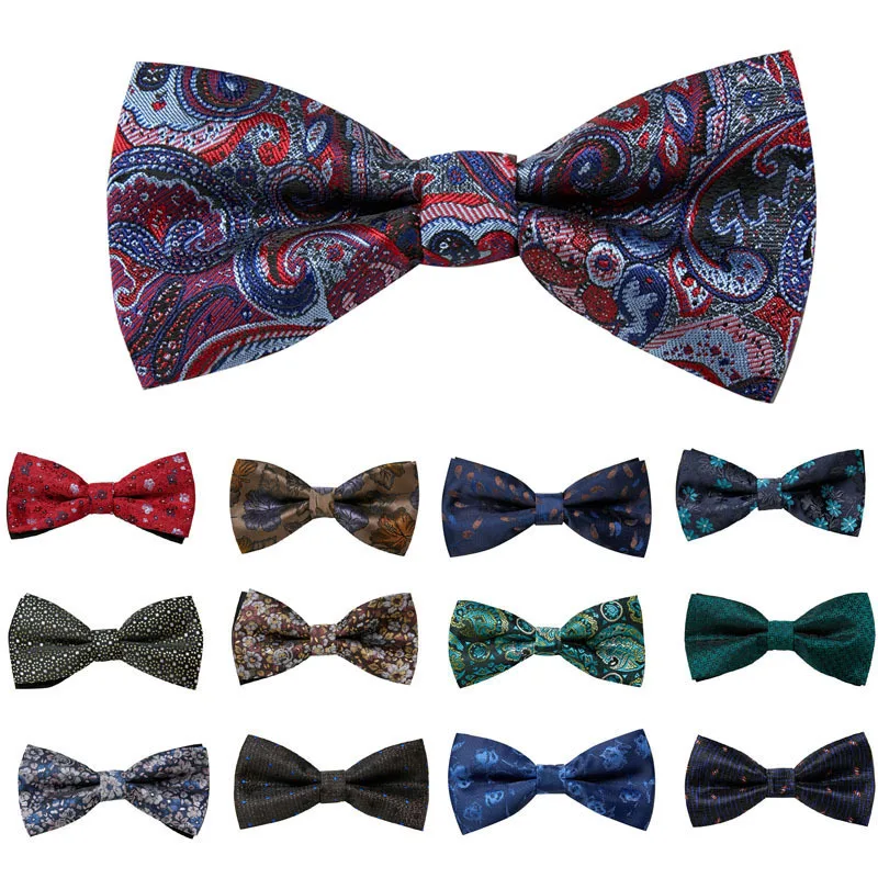 Men's bow tie Cashew flower twill pre-tie adjustable bow tie Groom's best man jacquard double fold everything fashion bow tie