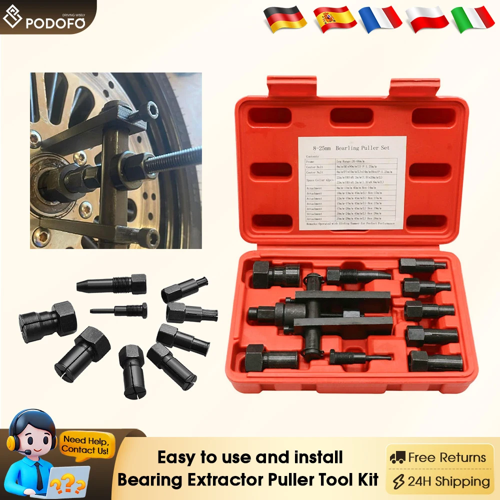 Podofo 10 unids/set herramientas de desmontaje de rodamientos de motocicleta inserto interno ciego dentro de herramienta de extracción de rodamientos de dos mandíbulas 8-25MM