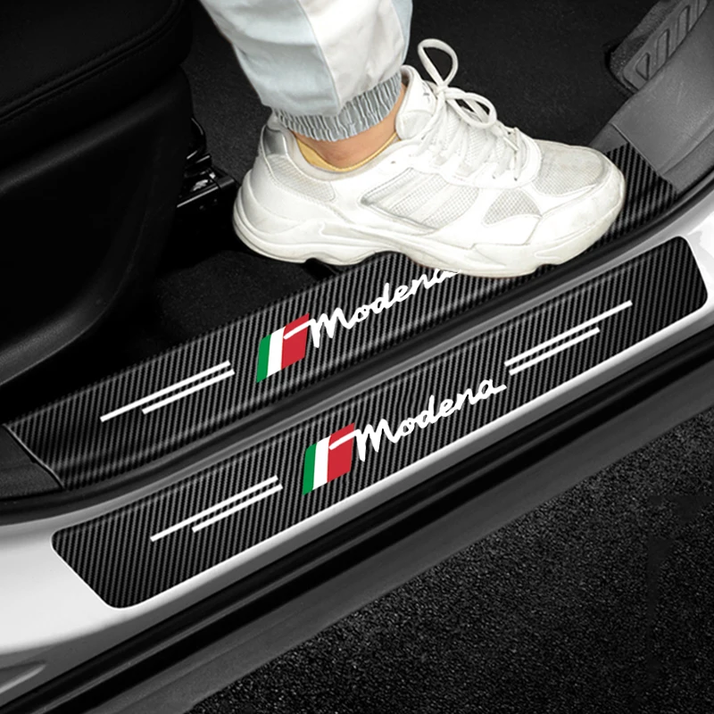 Car Trunk Threshold Stickers Door Sill Anti Scratch Waterproof Protect Film for Maserati Modena Badge Carbon Fiber Interior