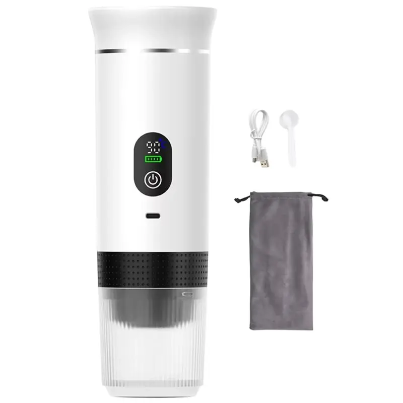 

A84G-Portable Espresso Coffee Machine With Digital Display Home Camping Coffee Maker Capsule Coffee Maker For Car White