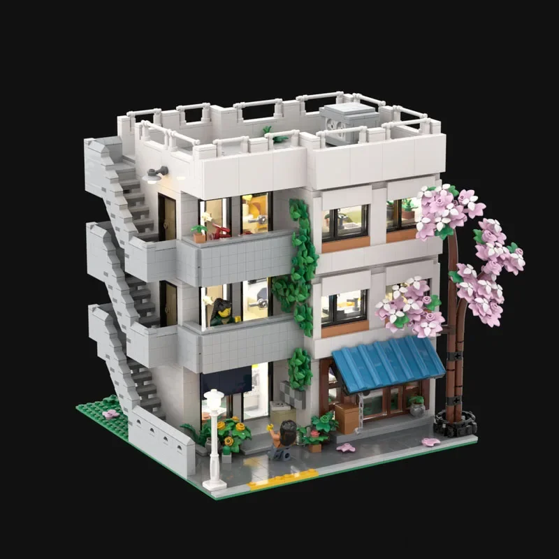 Moc ビルディングブロックストリートビューモデルガーデンアパートビルディングテクノロジーモジュラー子供のギフトおもちゃ DIY セットアセンブリ