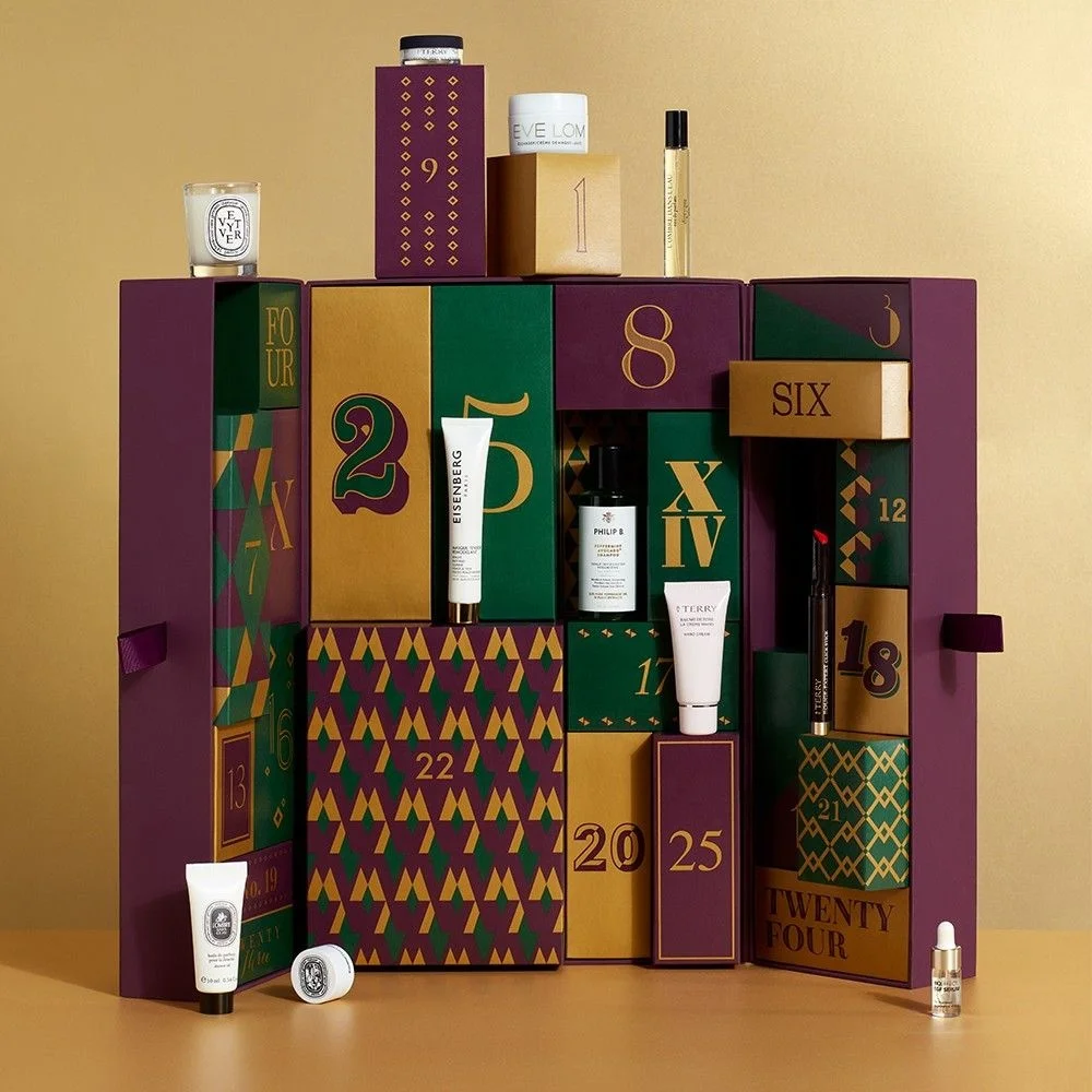 Customization.Custom Printed 24 Days Calendar Empty Cardboard Storage Ribbon Desgin Gift Box Door Advent Calendar Packaging Box
