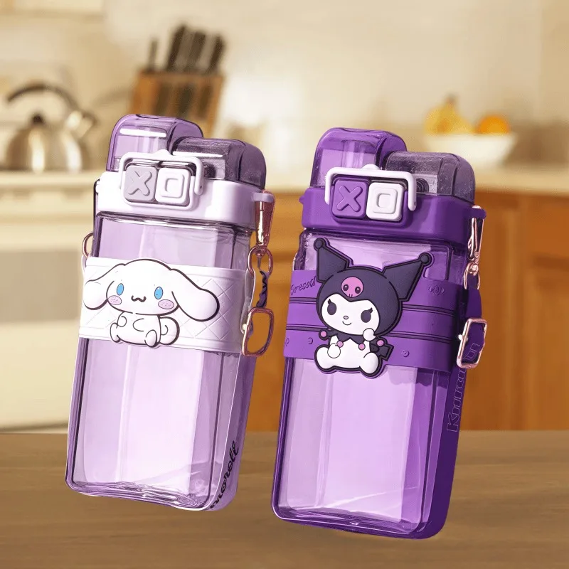 كوب ماء للأطفال من سانريو 520 مل زجاجة كورومي بلاستيكية كوب شرب مزدوج كارتوني لطيف بسعة كبيرة زجاجة مياه للطلاب #6